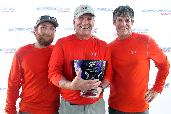 2015 Audi Melges 20 Miami Winter Series Champions, Fu — (From left to right: Ben Allen, helm Marc Hollerbach, tactician Jonathan McKee) - Audi Melges 20 2015 Melges Rocks Regatta © 2015 JOY | IM20CA